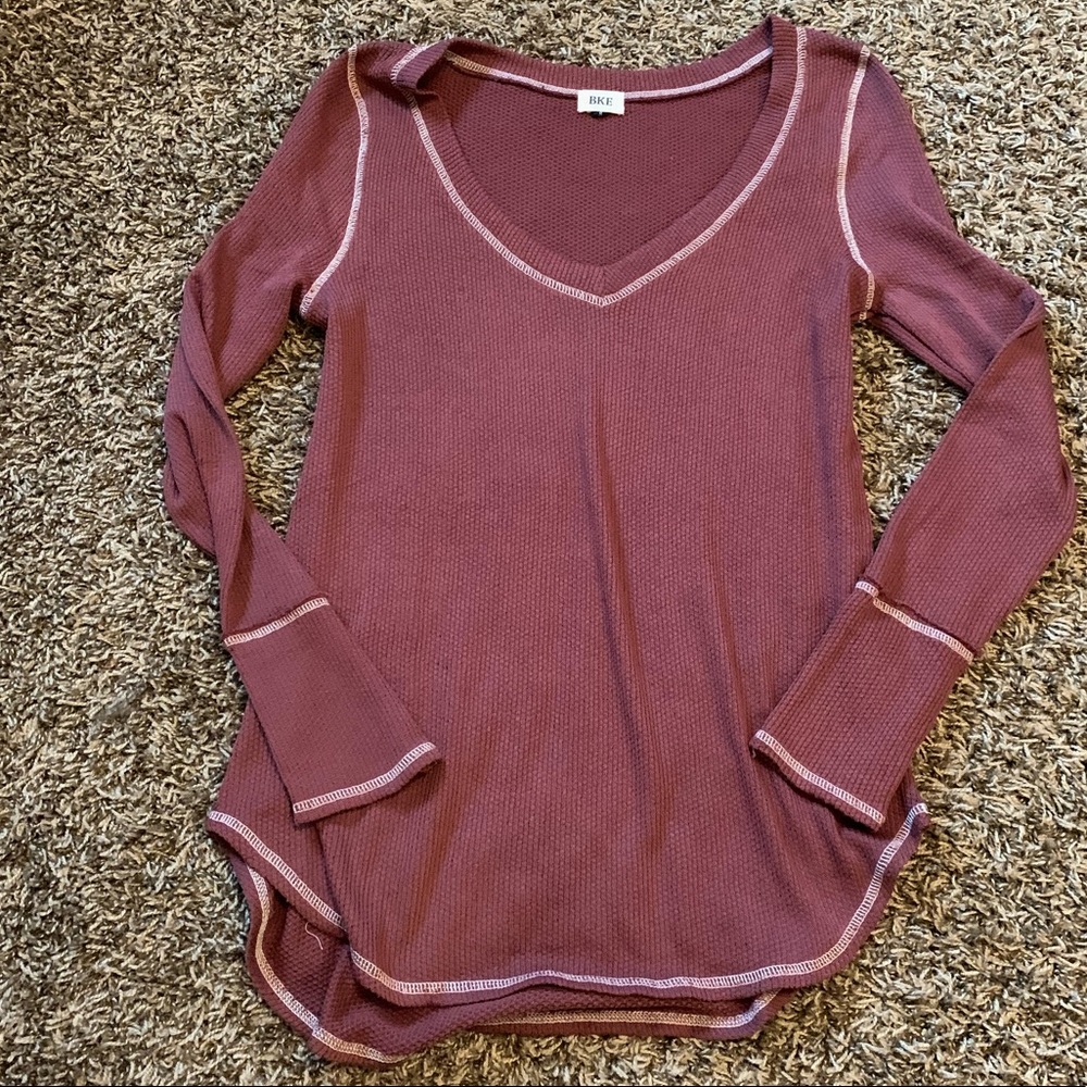 BKE Waffle Knitted LS Top